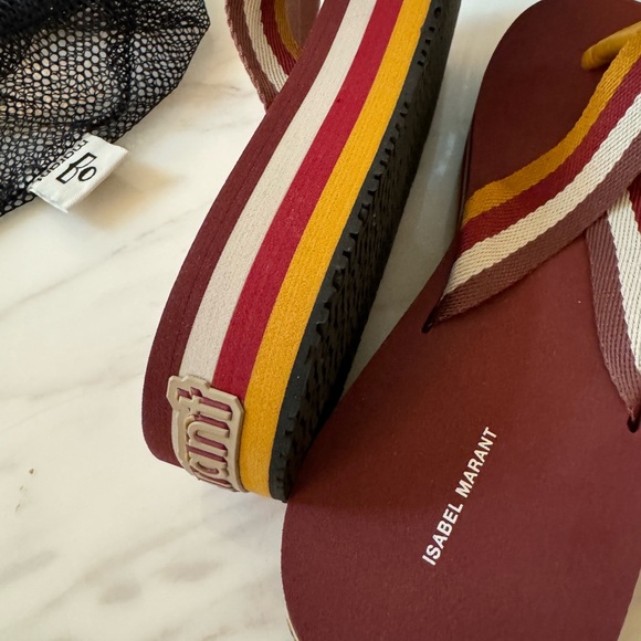 Isabel Marant Tae Striped Canvas Flip Flops with net shoe bag - Picture 8 of 11